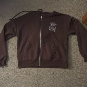 Brown, mushroom cropped hoodie. Medium, cali 1850